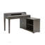 Bureau de poste de travail en L avec mini huche grise, porte coulissante et quincaillerie en aluminium