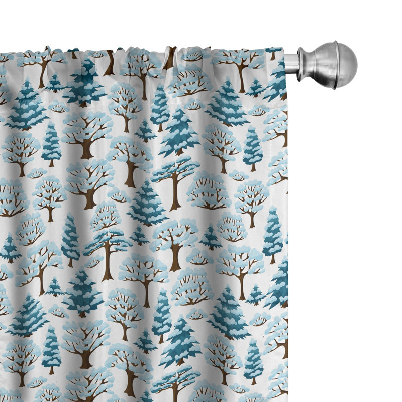 Christmas Tree Floral Semi-Sheer Rod Pocket Curtain Panels, 28" x 95"