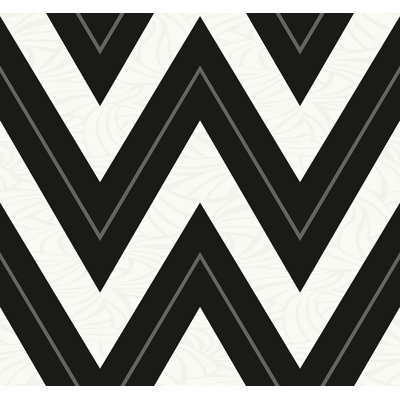 Seabrook Designs Alabaster & Metallic Silver Simonette Chevron Faux Non-Woven Unpasted Wallpaper