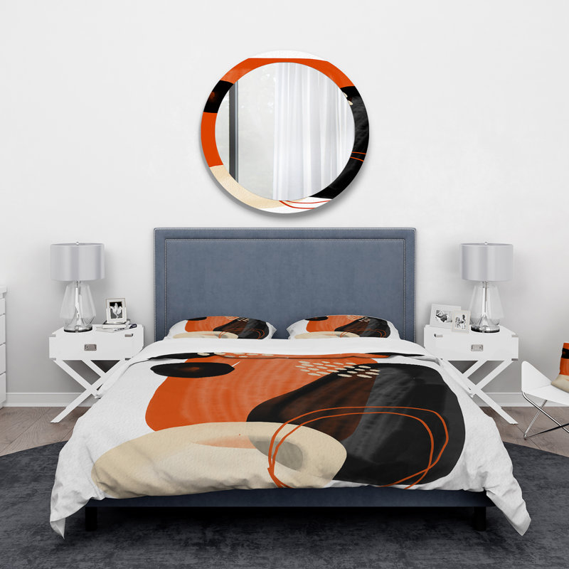 Organic Minimalistic Shapes In Retro Colors III - Ensemble de housse de couette moderne - Microfibre de polyester