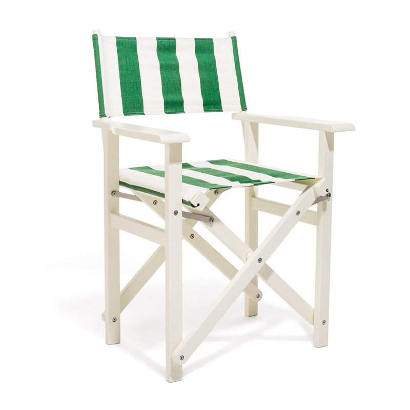 Directors Chair Table, Green/White Striped/White