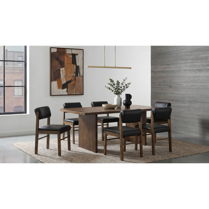 Ensemble de salle à manger rectangulaire 7 pièces Vinga, Black/Walnut, Walnut