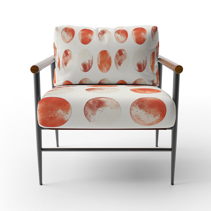 Chaise d'appoint Starburst - Fauteuil orange terre cuite lune, Bras ronds bruns