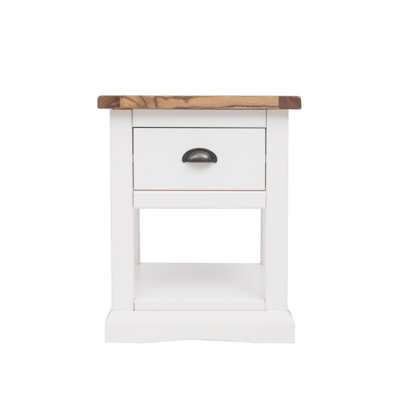 Stubbs 45cm W Plywood / Laminate Board Bedside Table, White/Brown