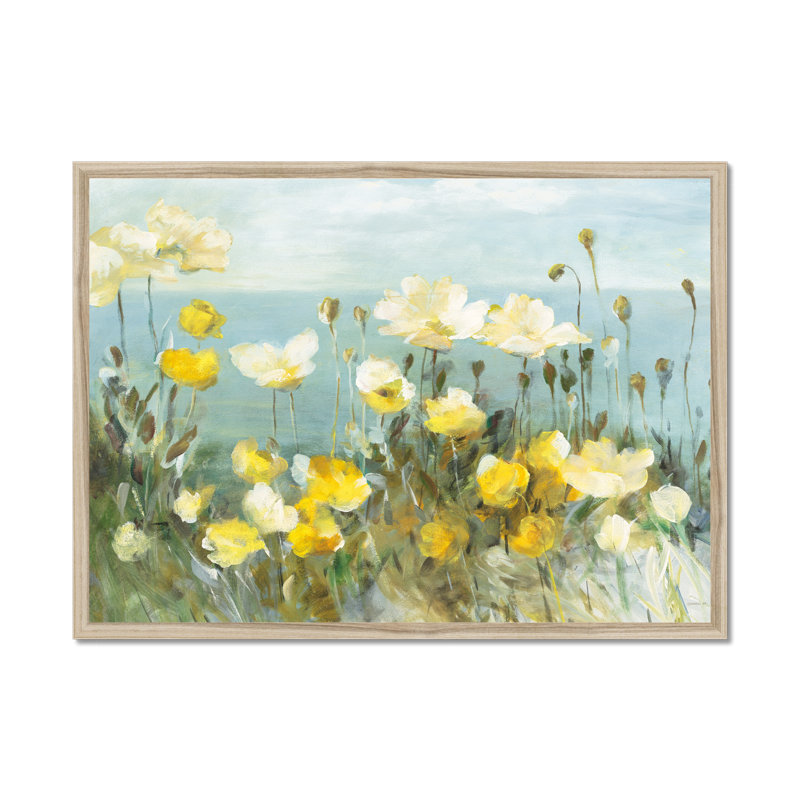 Field Of Poppies Bright Crop by Danhui Nai - Painting, 55cm H x 80cm W, Natural Wood Framed Paper Print