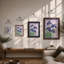 Blue Irises with Seal Japandi - Framed Print-285882566-285882567