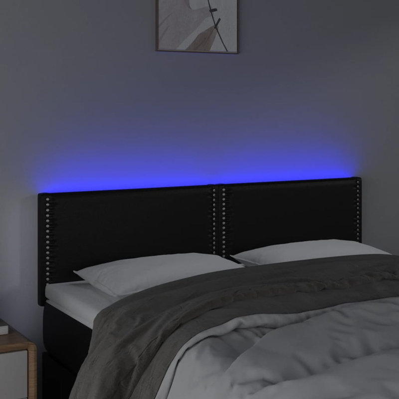 Upholstered Headboard, Black, 88cm H x 144cm W x 5cm D