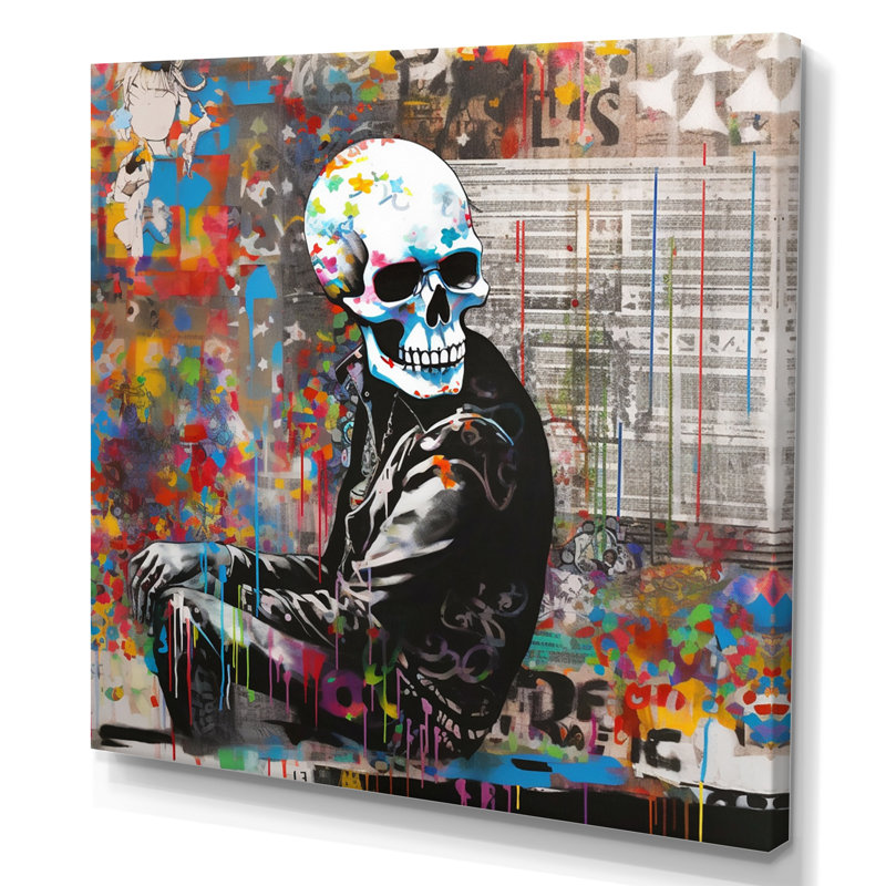 Edgy Skull Street I sur toile, H 16 po x l 16 po x P 1 po, Toile tendue