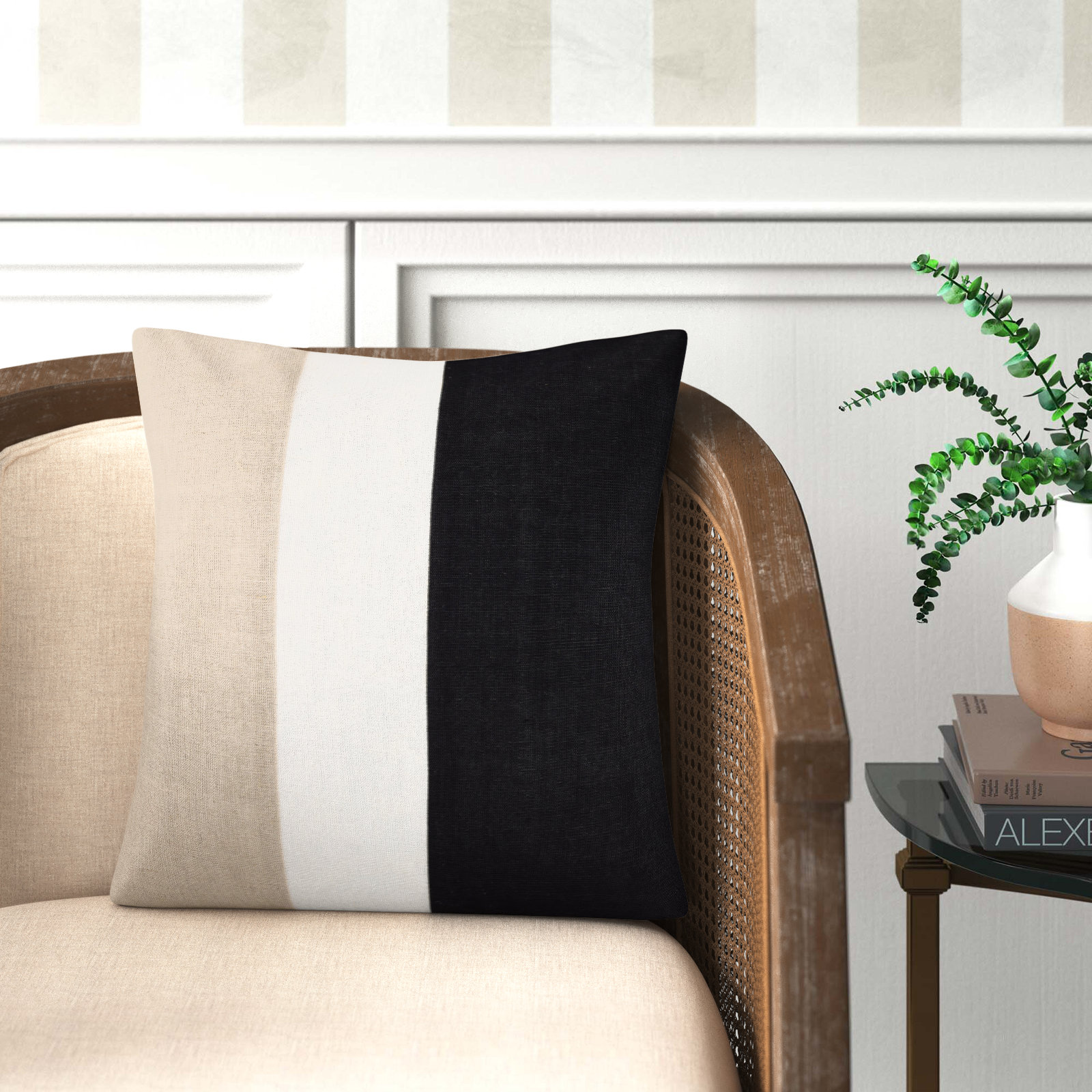 Hegg Striped Linen Throw Pillow, 20" H x 20" W, No Fill