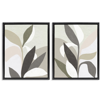 Neutral Leaf Shapes 2pc Floating Frame Set, design by June Erica Vess