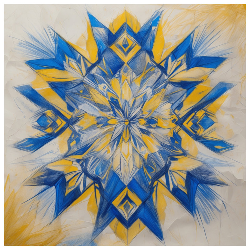 Tapisserie murale bleu kaléidoscope - Mandala, H 50 po x l 60 po avec 4 œillets