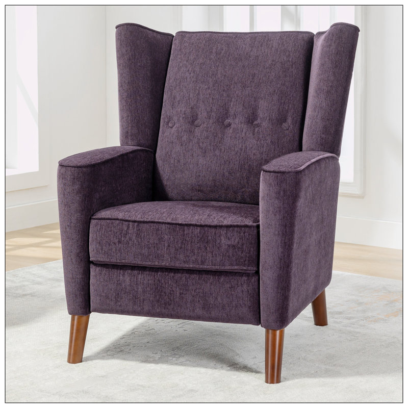 Fauteuil à oreilles capitonné en chenille de 41 po de largeur Astaria, Chenille mauve