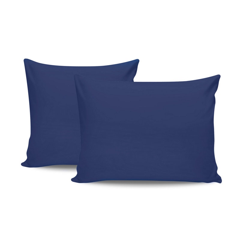 Premium Dark Blue Pillowcase Set (2 Pieces), 100% Cotton Ranforce, 19.7 x 27.6 inches | Envelope Closure, 155 Thread Count | Soft, Durable, and Machine Washable at 86°F | Ideal for Comfortable Sleep & Elegant Bedroom Decor