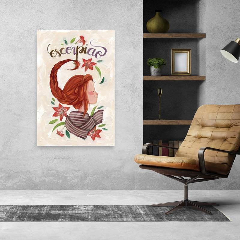 «Whimsical Scorpio Girl Whimsical Abstract Contemporary Flower Portrait», reproduction d'art mural, 48" H x 32" W