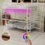 Lit superposé double au-dessus d'un lit double avec bureau intégré et éclairage à DEL - conception loft peu encombrante pour enfants et adolescents, structure robuste, assemblage facile, parfait pour les chambres à coucher et les dortoirs