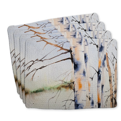 Braided Polyester Placemats Set of 4 - Birch Trunks Home Decor