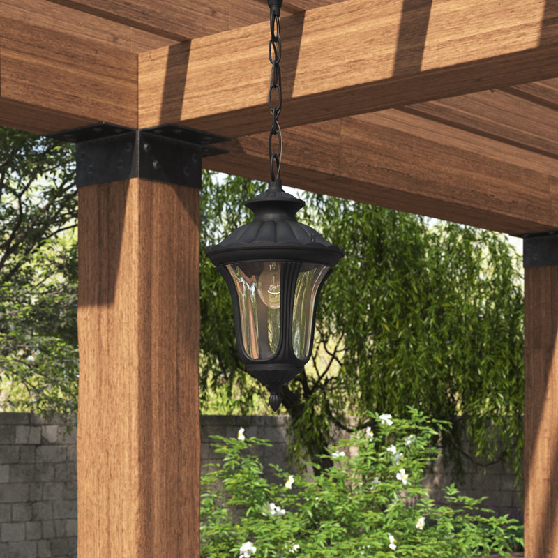 Courteau Outdoor Pendant, Black, 14"