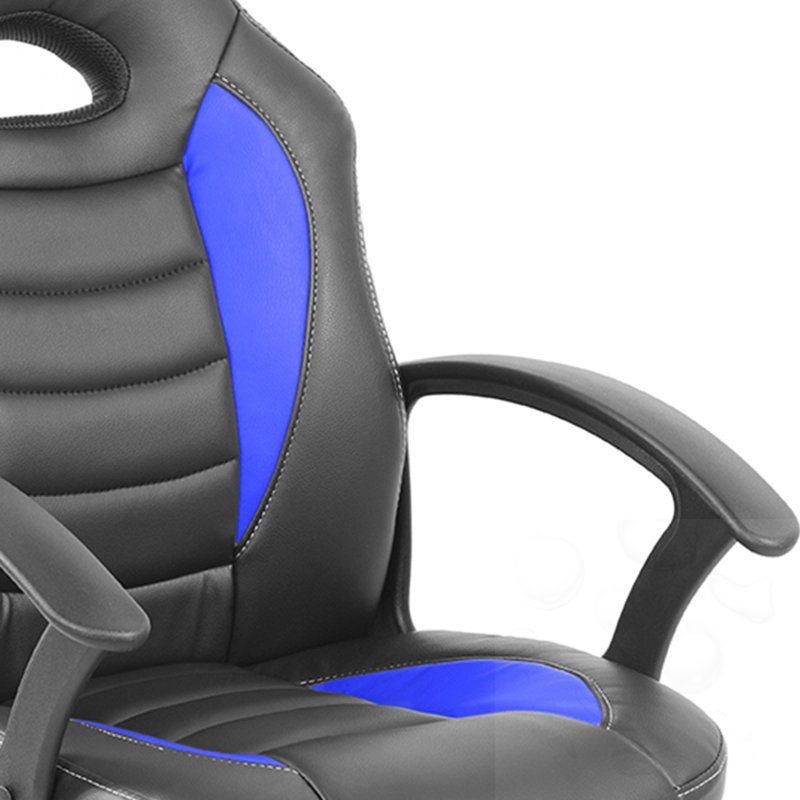 Chaise de bureau pivotante à hauteur réglable, Bleu et noir, Bleu et noir