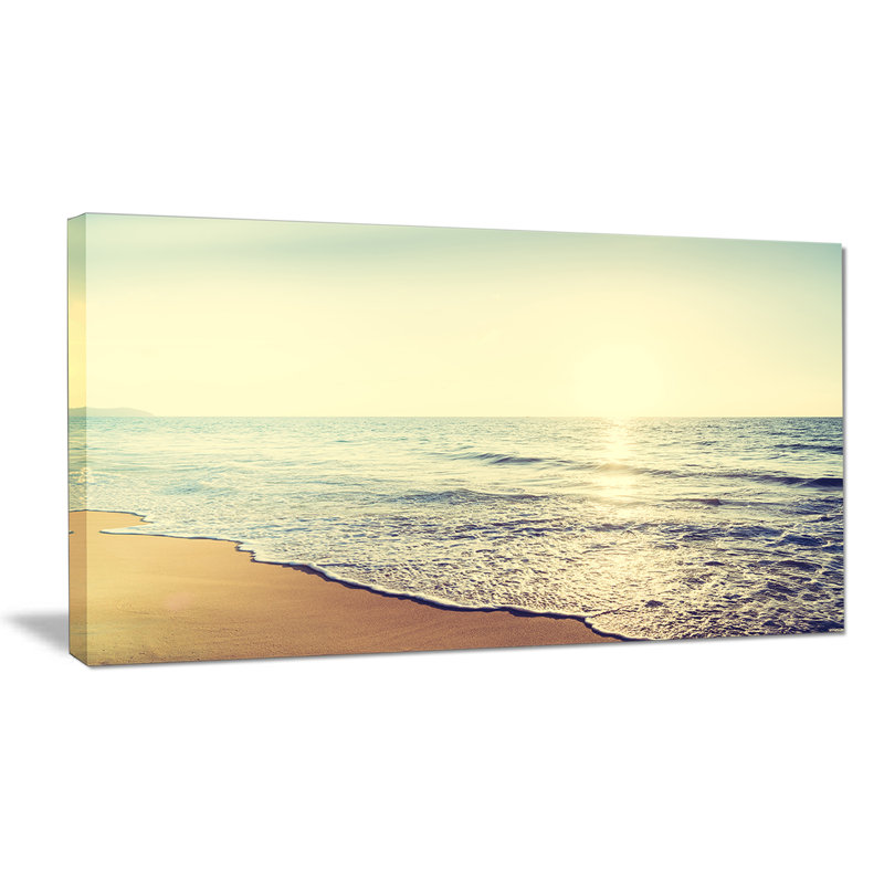 « brillante mer shore », reproduction de photo sur toile tendue à coucher de soleil, H 16 po x l 32 po