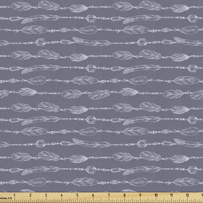 Maron Outline Hippie Item as Horizontal Lines Fabric