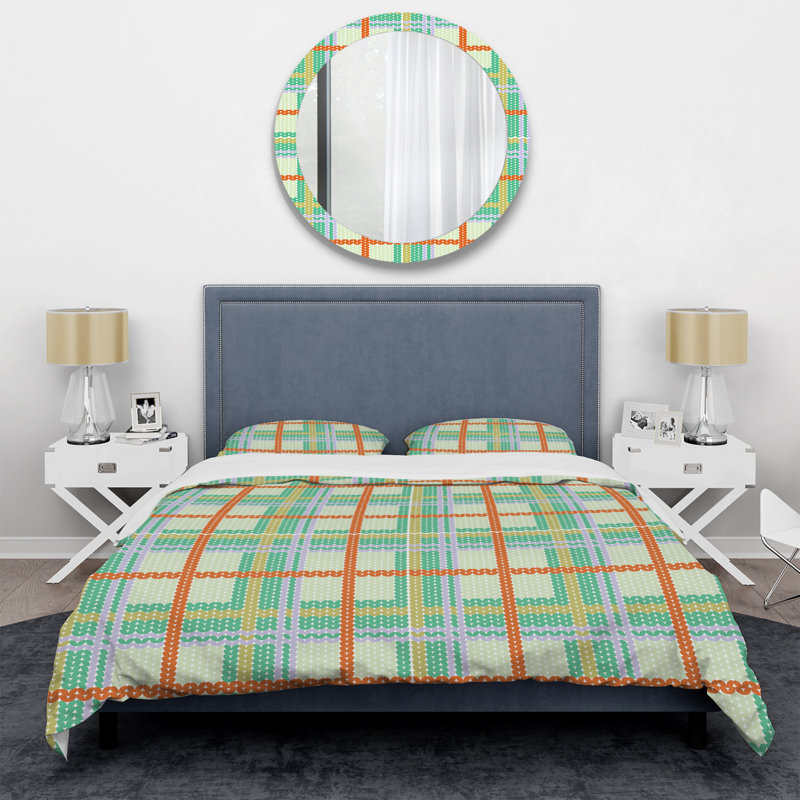 Ensemble de housse de couette en microfibre vert / jaune 3 pièces, Housse de couette simple + 1 taie décorative stan