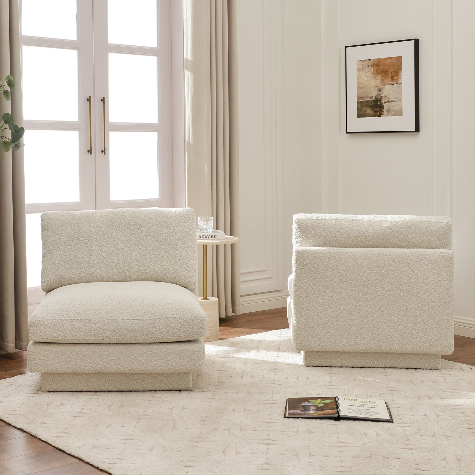 Woolf Boucle Slipper Chair, Cream