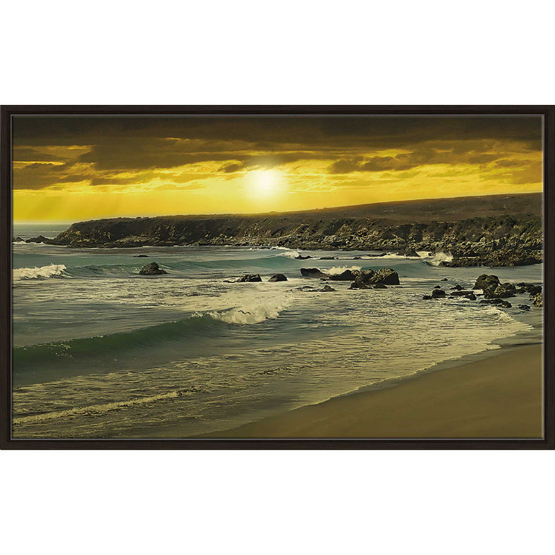 « malibu light », reproduction de photo, H 27,5 po x l 43,5 po x P 2 po, Cadre flottant