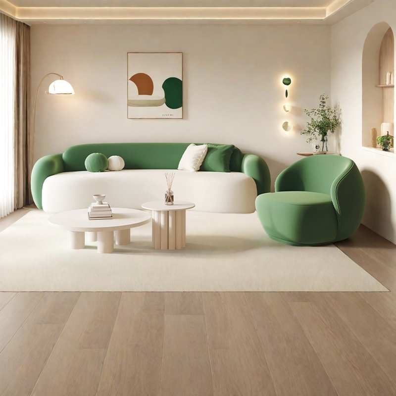 Simple curve two-colour sofa tea table combination