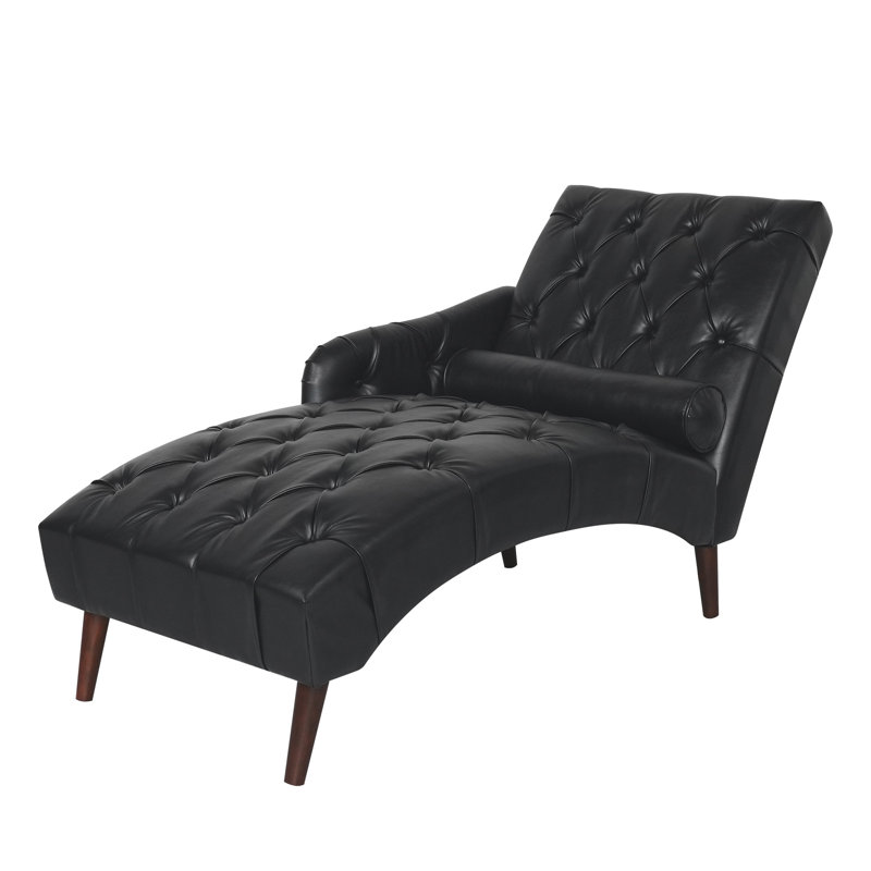 Chaise longue avec accoudoirs et coussins en bois massif