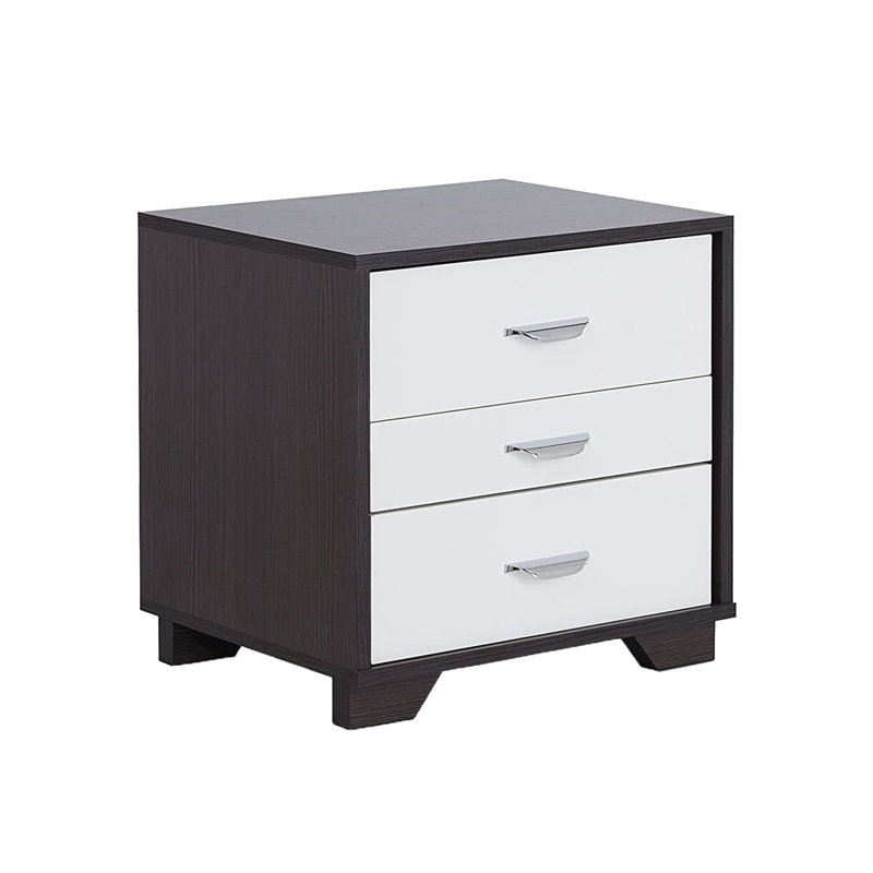 Functional Nightstand With 3 Drawers - Black And White For Bedroom Use An Elegant