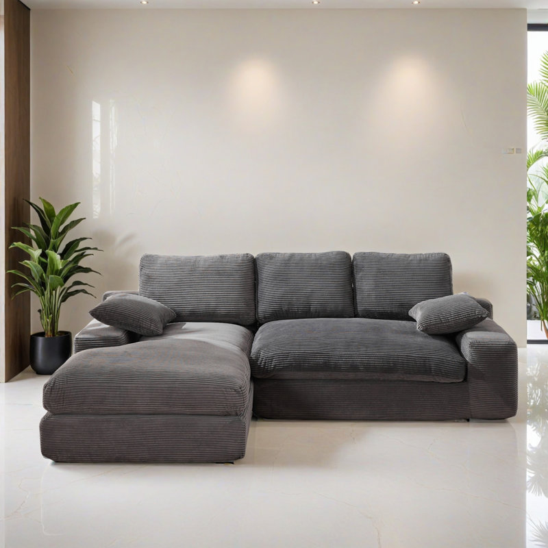 Canapé-lit modulaire 2 pièces pour salon, Polyester gris