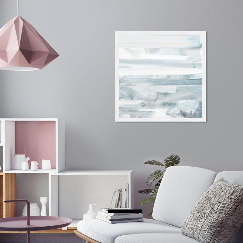 «Misty Beach» par Oliver Gal - impression encadrée, Blanc, H 26 po x l 26 po x P 0,5 po