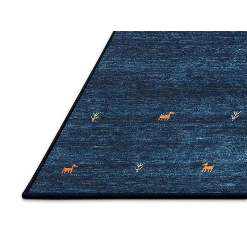 Tapis de zone bleu marine contemporaine, Rectangle 8 pi x 12 pi