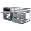 Lit mezzanine simple gris avec bureau roulant - Étagère et tiroir-1627903746