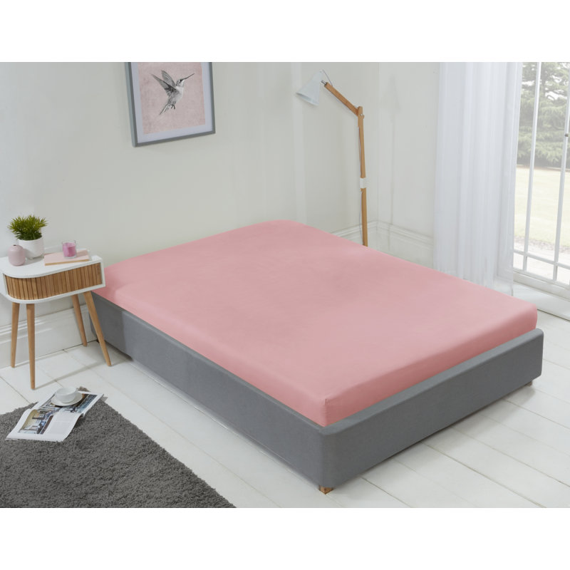 Kirke Flannel Fitted Sheet, Double (4'6), Pink