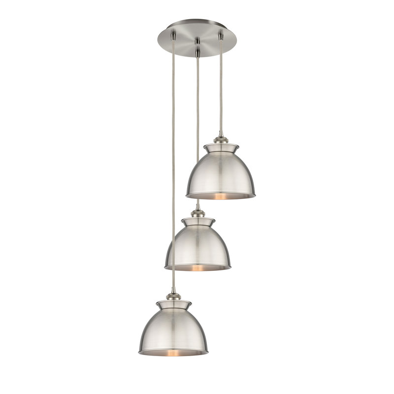 Luminaire suspendu 3 lumières à 3 lumières, Nickel satiné brossé, Nickel satiné brossé