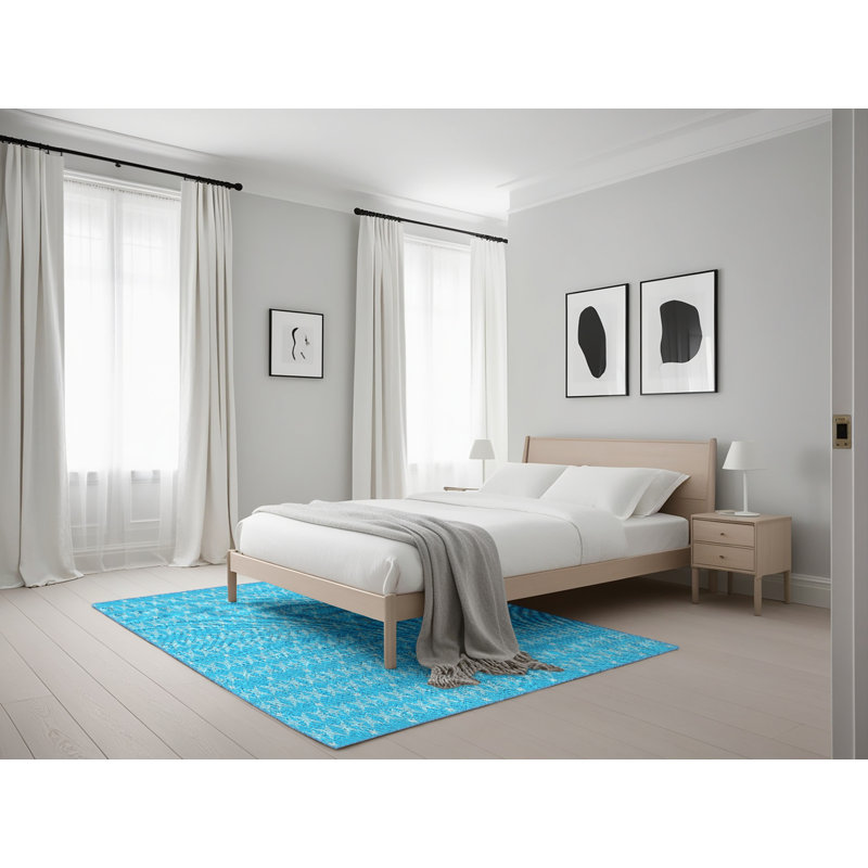 Tapis décoratif bleu, Rectangle 5 pi x 7 pi