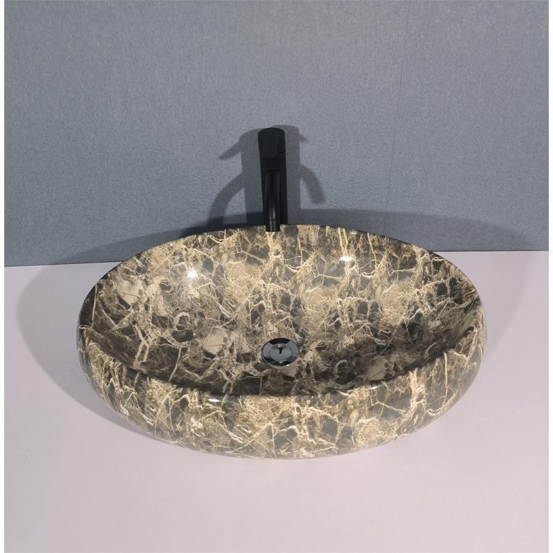 Lavabo de salle de bain vasque ovale en céramique et marbre