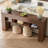 Slim Console Table with Open Storage Shelves in Light Brown & Dark Brown-1314923925
