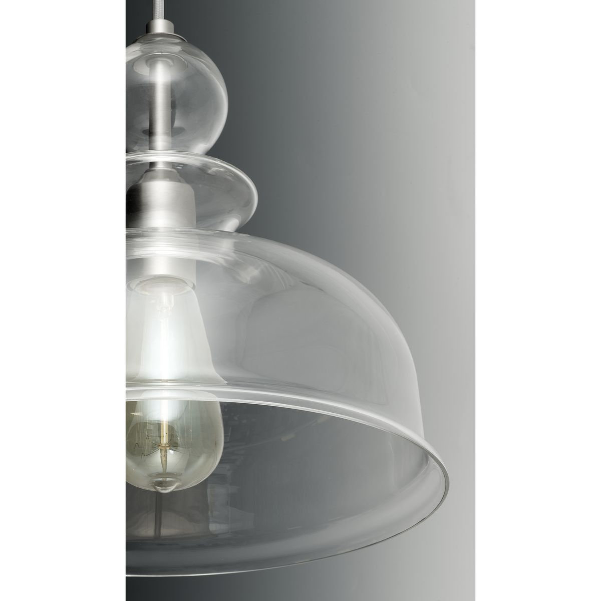 Tilden Single Light Glass Dimmable Pendant, Brushed Nickel, Clear