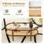 Table basse à 2 niveaux avec plateau en verre trempé et structure en bois d'acacia