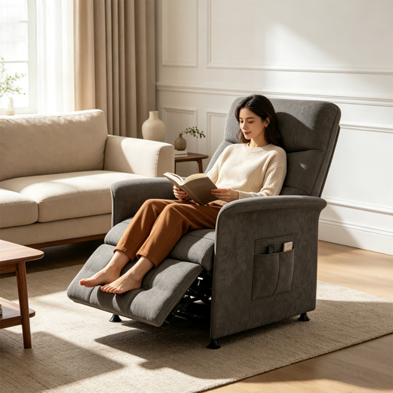 Fauteuil inclinable électrique de 32 po avec chauffage et massage, canapé inclinable avec télécommande et 3 poches latérales, canapé-lit facile à assembler pour le salon