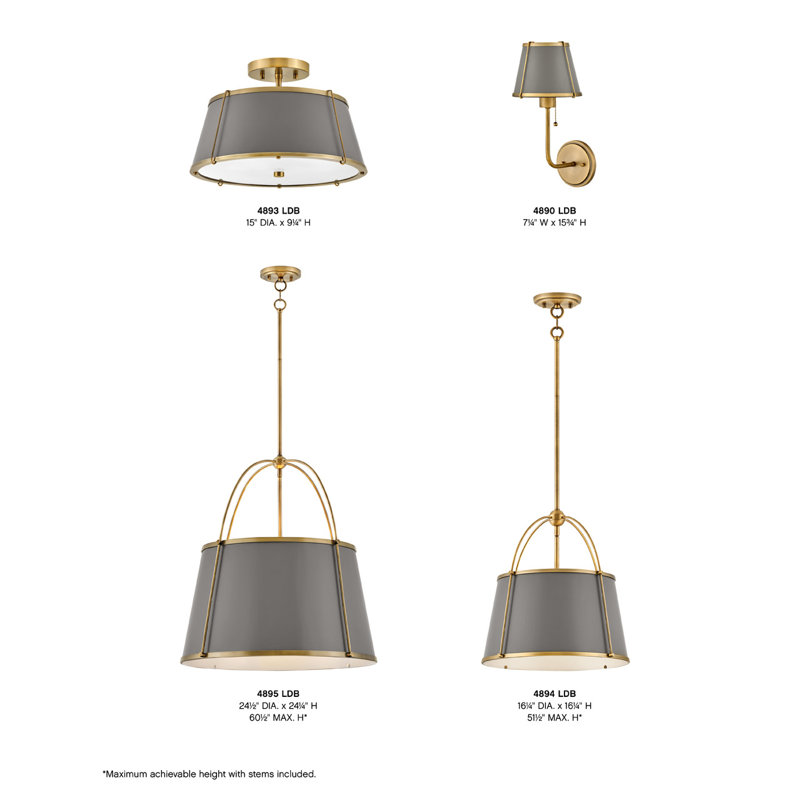 Clarke 4 - Light Shaded Geometric Chandelier, Lacquered Dark Brass