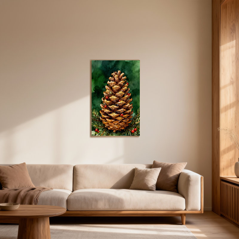 Pomme de pin de Noël avec baies et verdure, H 40 po x l 28 po