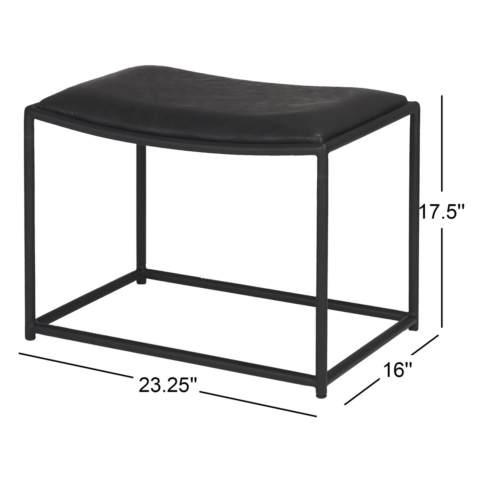 Galina Leather w/ Black Metal Stool, Black
