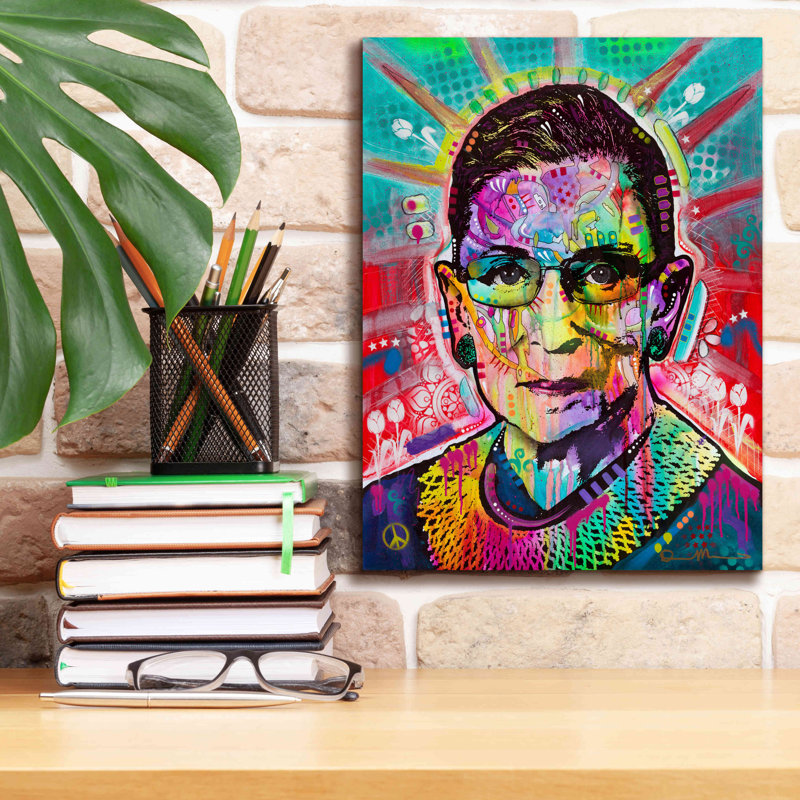 «Ruth Bader Ginsburg» par Dean Russo, art mural sur toile, H 16 po x l 12 po x P 0,75 po