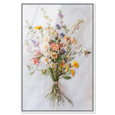 Fleurs sauvages sauvages encadrées en verre acrylique à haute brillance, art classique par Art Remedy, cadre blanc, 10 x 15