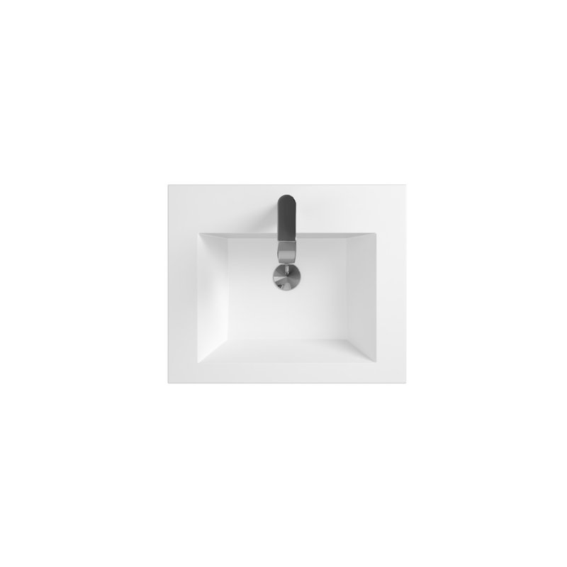  Meuble-lavabo flottant blanc minimaliste 24 po avec lavabo en résine intégré et tiroirs en U, 24"