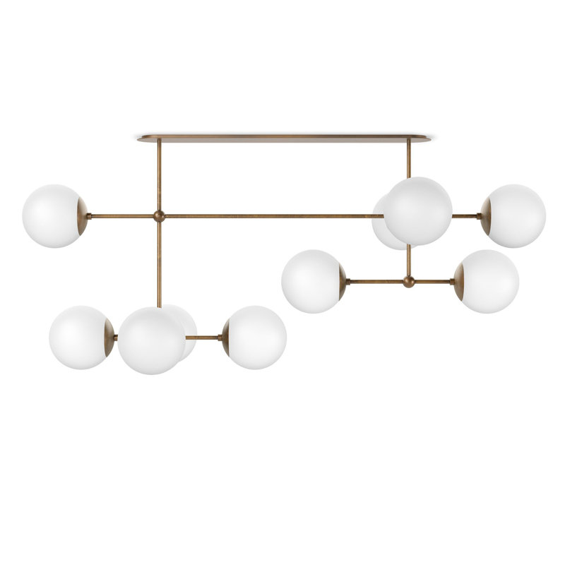 Armstrong 10 - Light Chandelier, Opal Matte Glass, Heritage Bronze Brass
