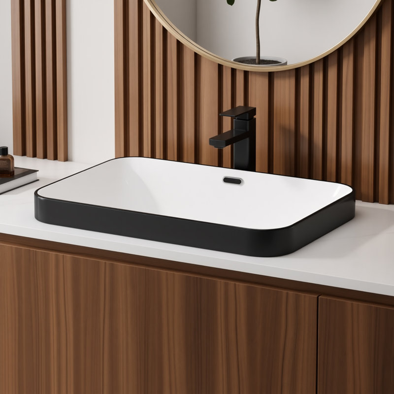 Lavabo vasque de salle de bain, Noir / blanc